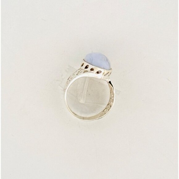 Brand New Sterling Silver 925 Marquise Cut Violet Lace Agate Ring Filigree Band - Picture 3 of 10